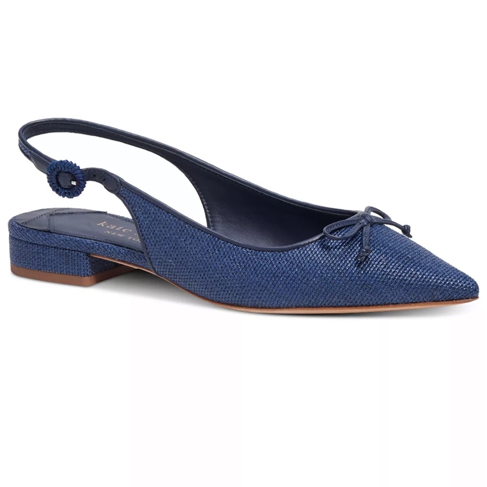 NEW KATE SPADE Veronica Raffia Slingback Flats Size 9 Blazer Blue